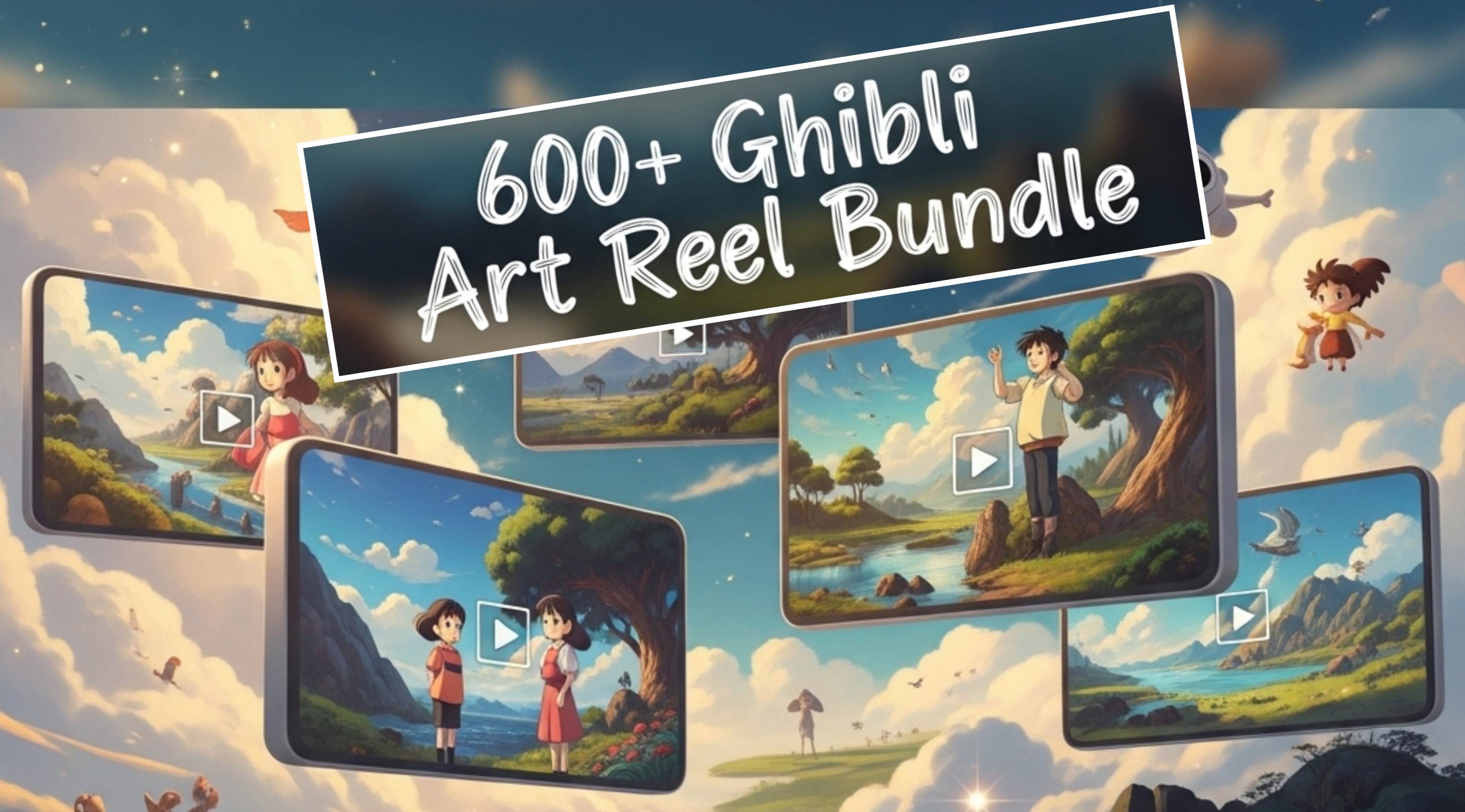 600+ Ghibli Art Reel Bundle - Ready to use your content